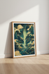 Celestial Japanese Waterfall Print | Teal & Gold Mountain Decor | Zen Landscape Poster