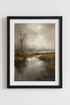 Moody Misty Marshland Landscape Art | Neutral Earth Tone Decor | Rustic Poster