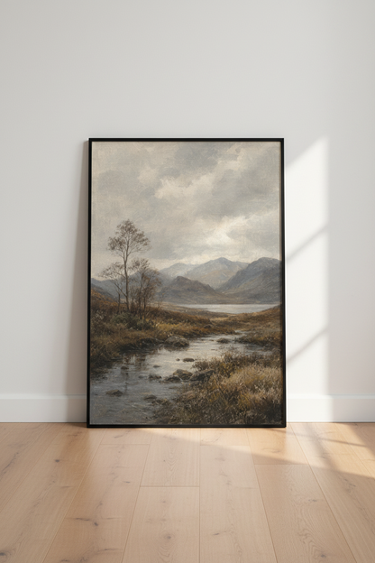 Highland Mountain Landscape | Vintage Oil Painting, Moody Nature Wall Art