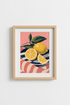 Lemon Kitchen Wall Art | Mediterranean Citrus Print, Pink Boho Foodie Poster