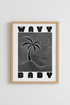 Wavy Baby Palm Tree Art | Black and White Retro Minimalist, Modern Living Room Decor