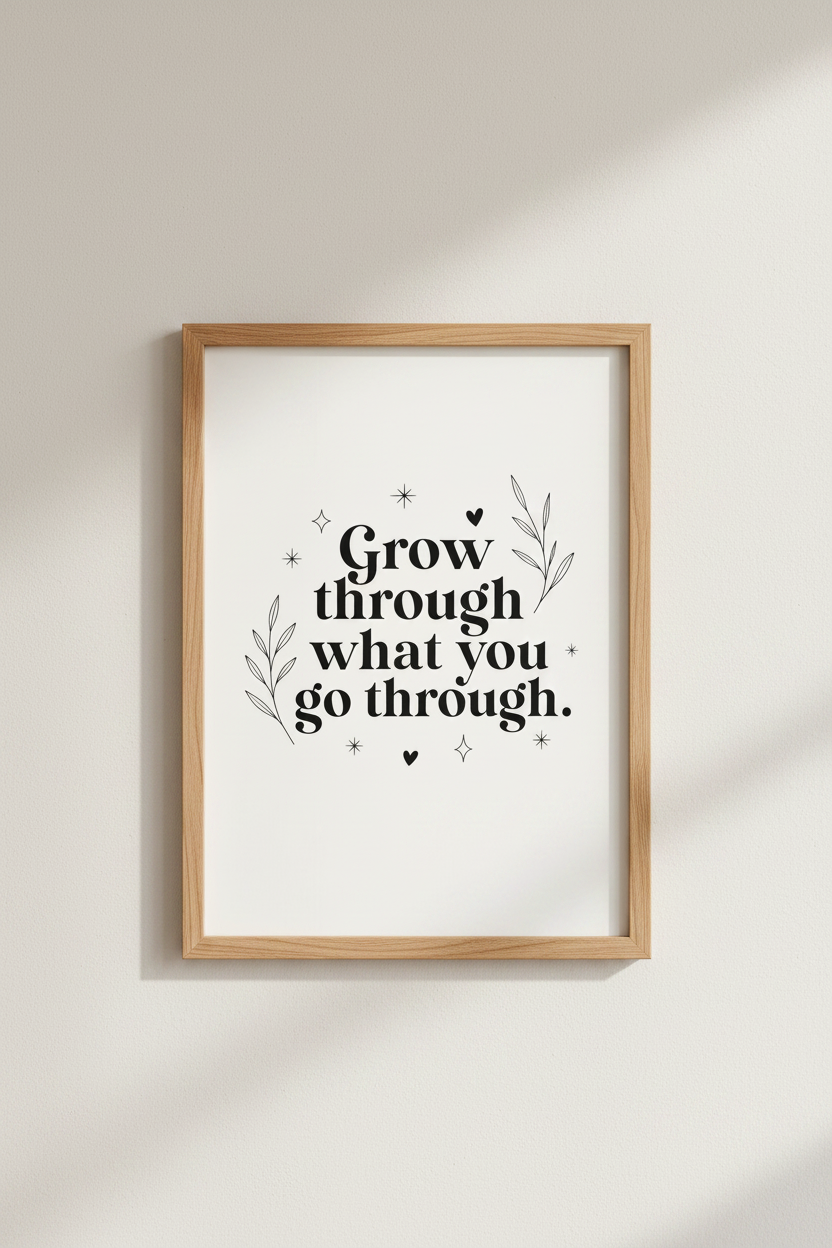 Grow Through What You Go Through Wall Art | Office Decor | Minimalist Poster