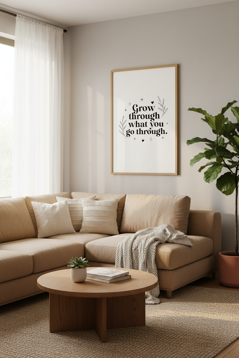 Grow Through What You Go Through Wall Art | Office Decor | Minimalist Poster