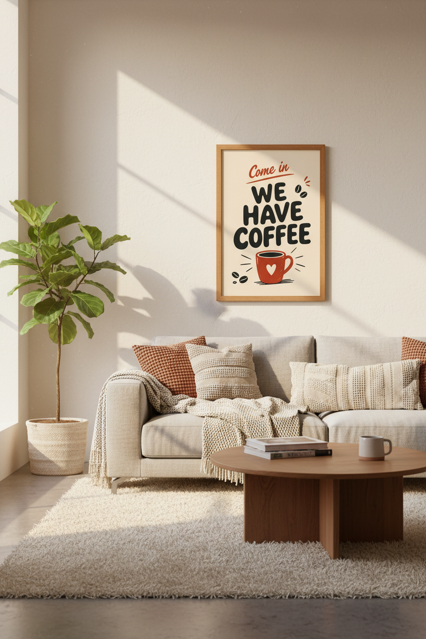 Retro We Have Coffee Wall Art Print | Kitchen Coffee Bar Decor | Aesthetic Poster