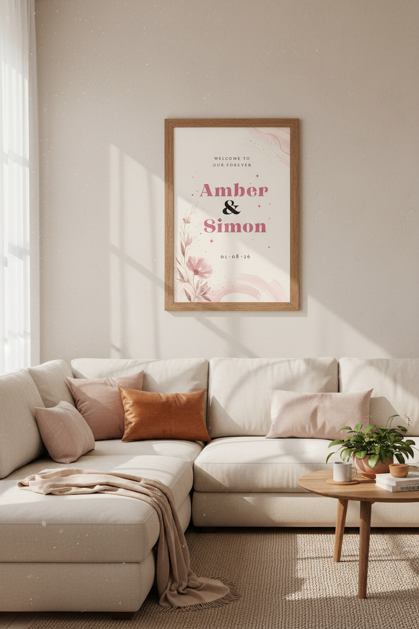 Custom Wedding Welcome Sign | Blush Floral Poster, Romantic Bridal Shower Decor