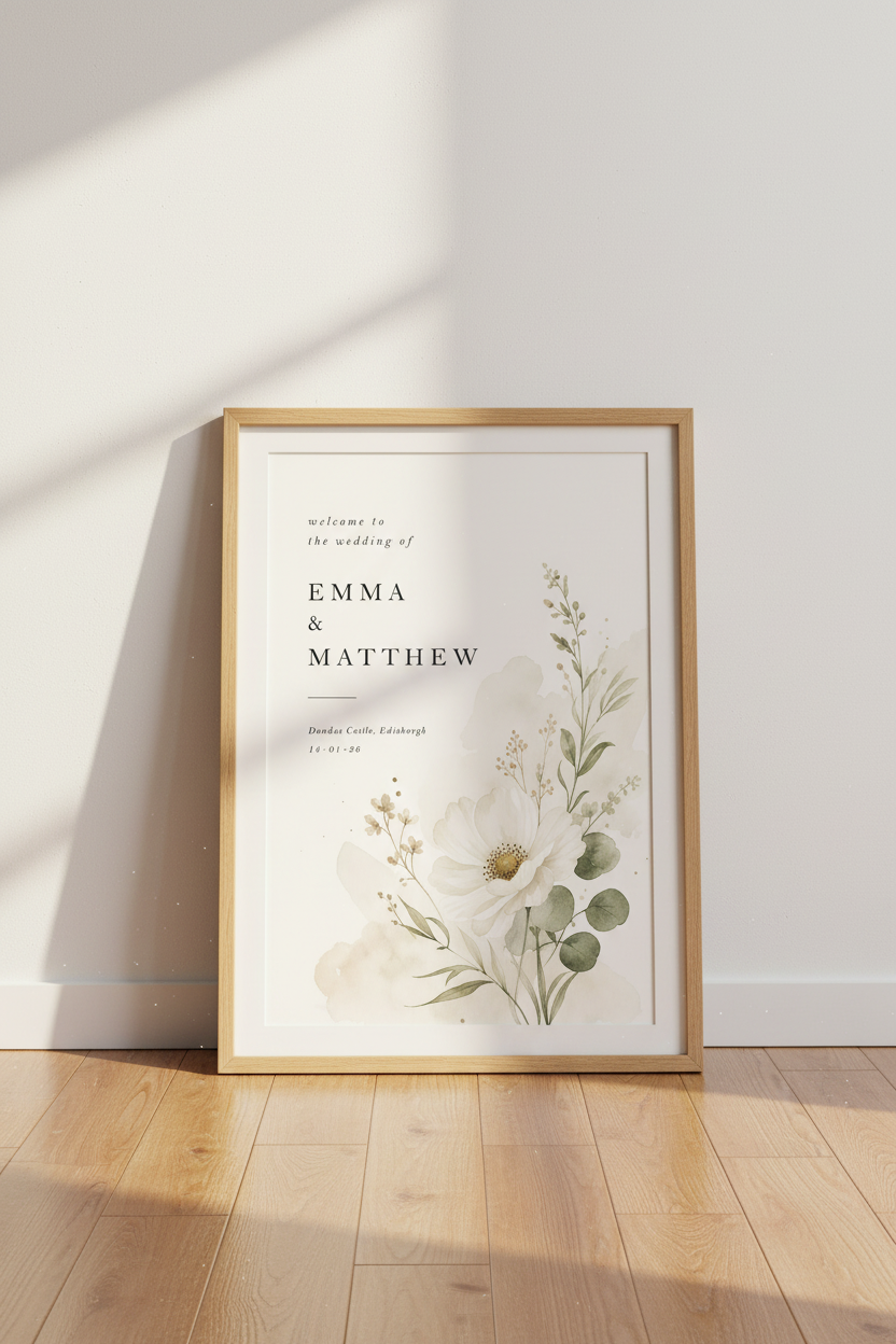 Custom Wedding Welcome Sign | Watercolor Floral Poster, Entryway Print Decor