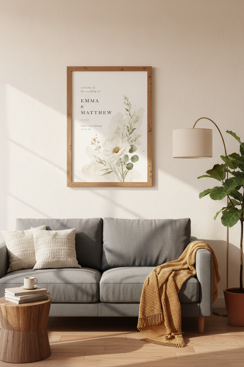 Custom Wedding Welcome Sign | Watercolor Floral Poster, Entryway Print Decor