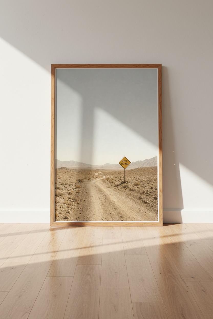 Keep Going Desert Road Print | Motivational Minimalist Landscape, Home Office Decor