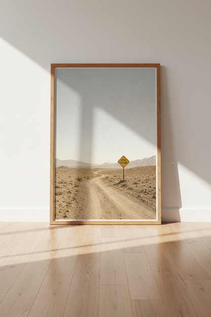 Keep Going Desert Road Print | Motivational Minimalist Landscape, Home Office Decor