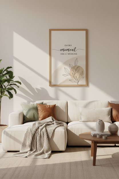 Inspirational Quote | Boho Botanical Beige Line Art, Modern Minimalist Wall Decor