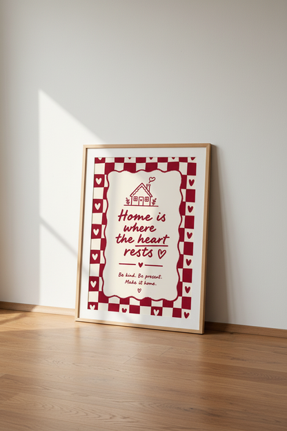 home decor print | Whimsical Heart House Wall Art Print | Living Room Decor | Cozy Poster