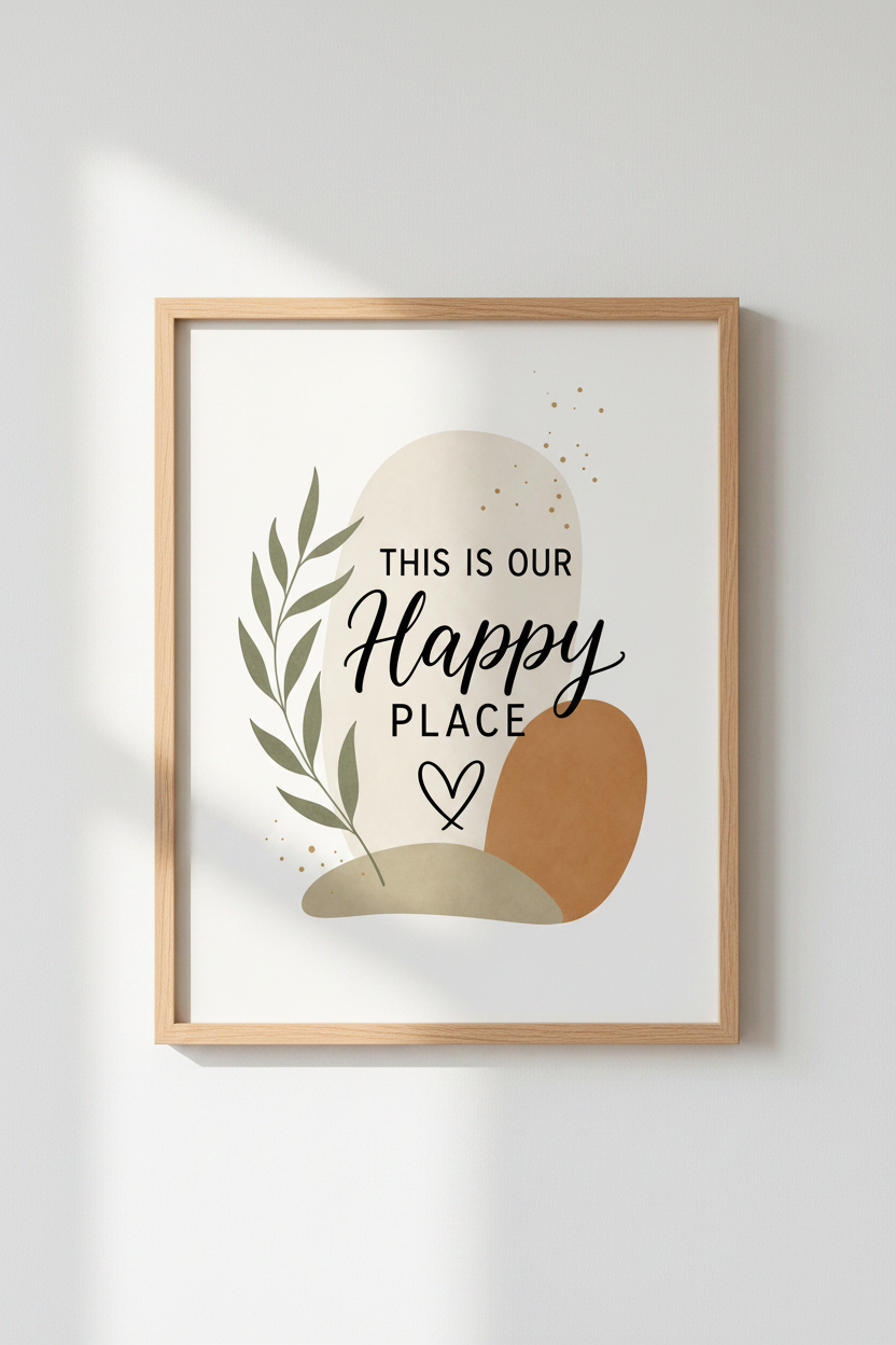This Is Our Happy Place Wall Art | Neutral Boho Decor | Terracotta Poster