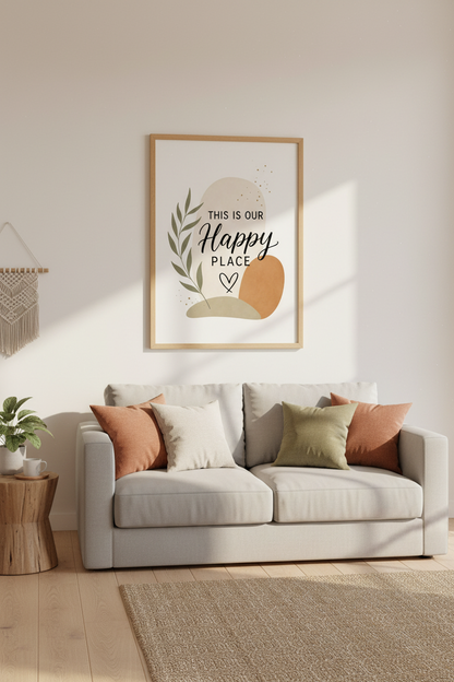 This Is Our Happy Place Wall Art | Neutral Boho Decor | Terracotta Poster