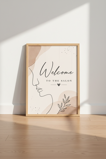 Welcome to the Salon Wall Art | Neutral Boho Line Art Decor | Beauty Poster