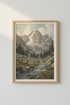Mountain landscape wall art | Rustic Peaks, Dawn Blues | Living Room Decor