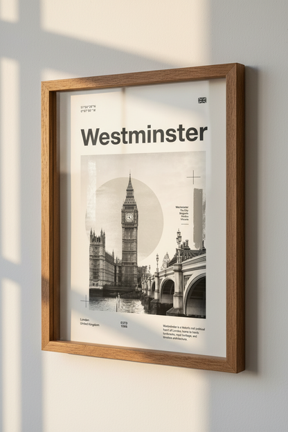 Westminster London Wall Art Print | Minimalist Travel Poster | Modern Office Decor