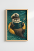 Otter Nautical Wall Art Print | Reading Captain Nursery Decor | Whimsical Animal Poster
