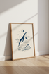 Celestial Whale Wall Art | Navy Blue Moon & Stars Decor | Nautical Minimalist Poster