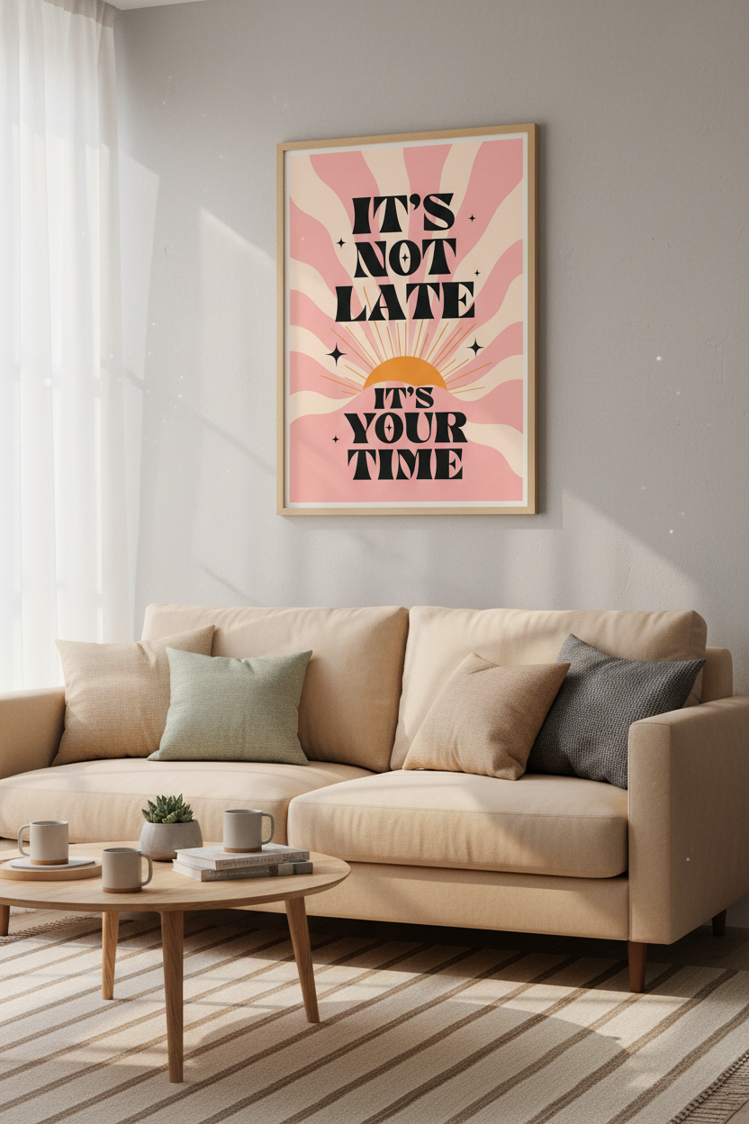 Retro Positive Quote Wall Art | Groovy Sunbeam Poster, Dorm &amp; Office Decor