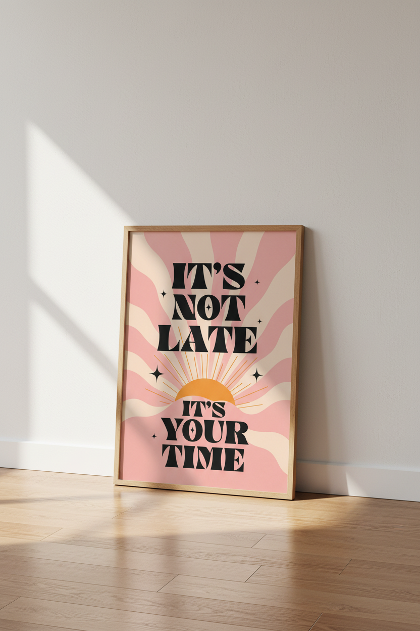 Retro Positive Quote Wall Art | Groovy Sunbeam Poster, Dorm &amp; Office Decor