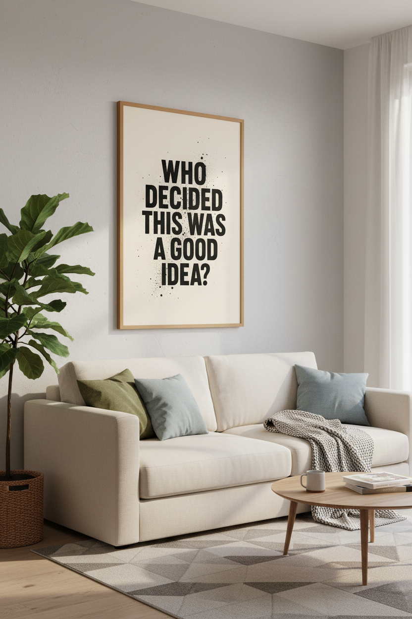 Funny Quote Wall Art | Bold Black &amp; White Typography, Edgy Office Poster