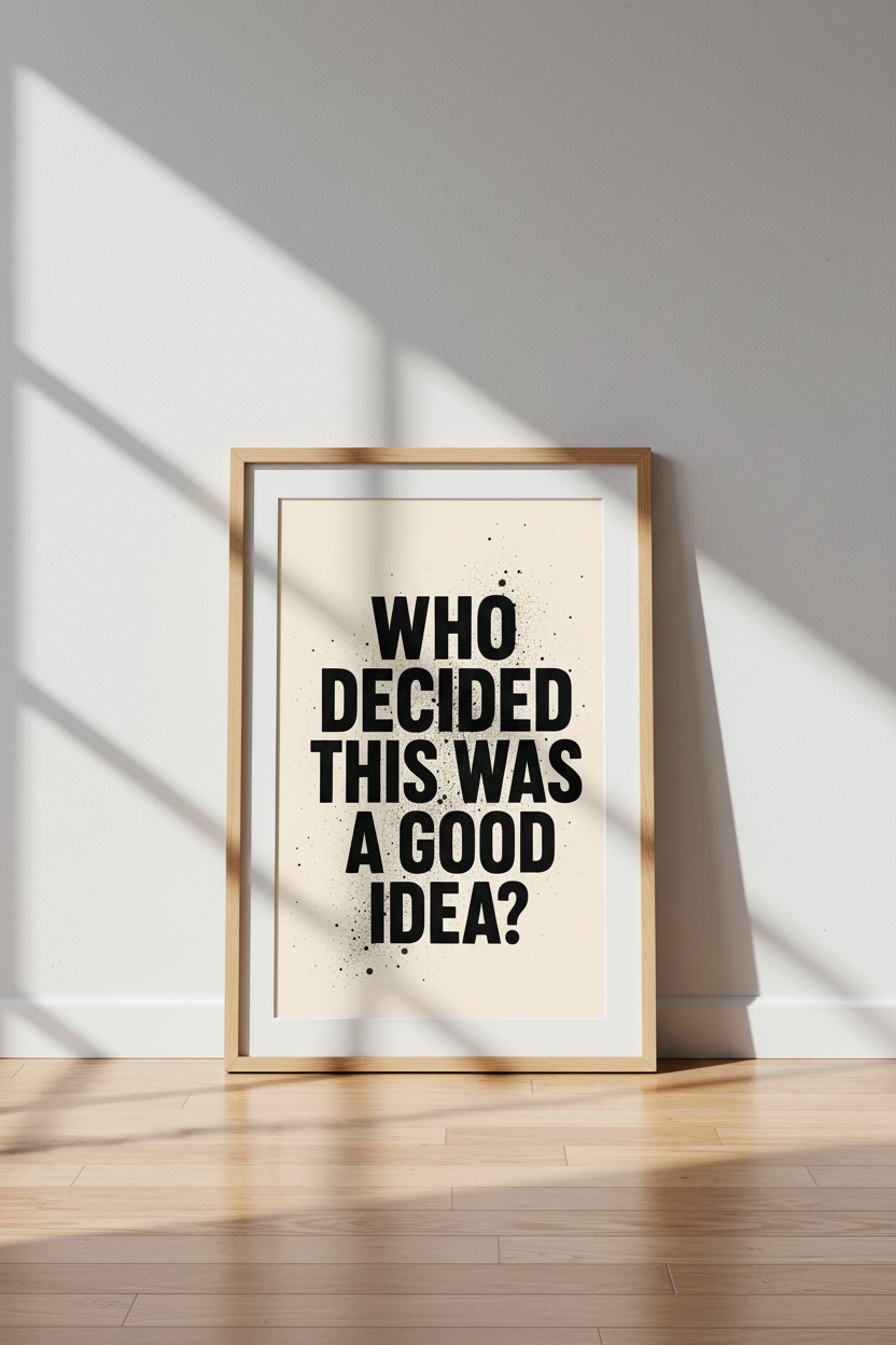 Funny Quote Wall Art | Bold Black &amp; White Typography, Edgy Office Poster