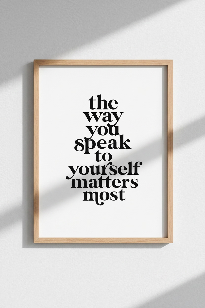 Mental Health Quote Wall Art | Minimalist Black &amp; White Typography, Office Decor