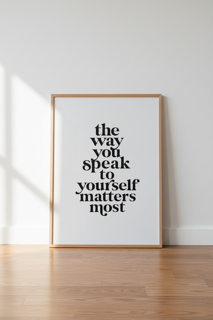 Mental Health Quote Wall Art | Minimalist Black &amp; White Typography, Office Decor