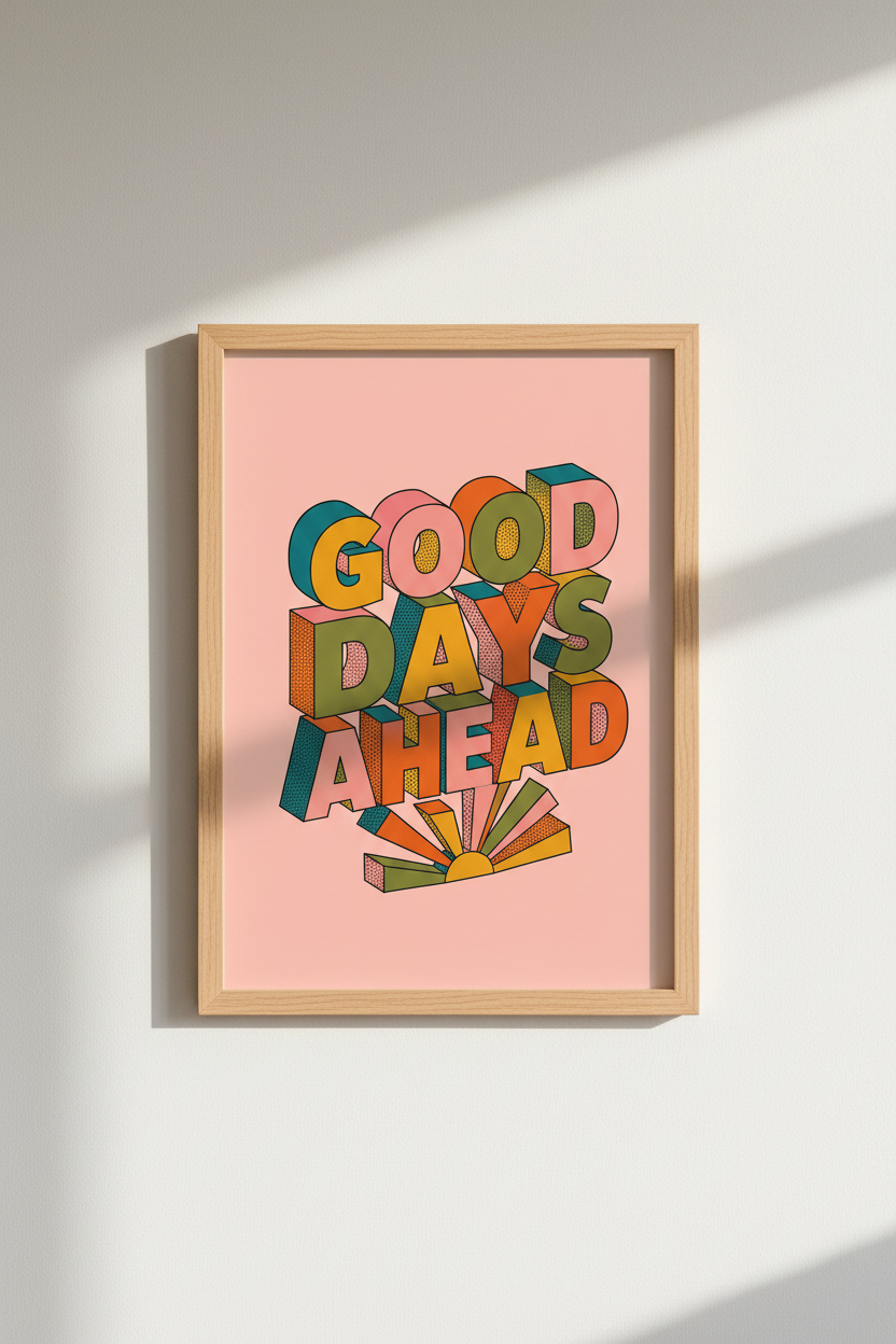Good Days Ahead Wall Art Print | Office Decor | Retro Typography Poster