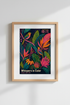 Tropical Wall Art | Colorful Japanese Botanical Print, Floral Bird Poster