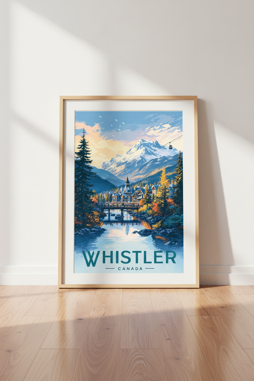 Whistler Canada Mountain Poster | Alpine Village Wall Art | Nature Travel Decor