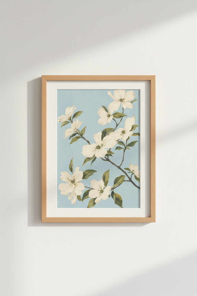 Botanical Poster | Floral blue backdrop, Living Room Decor