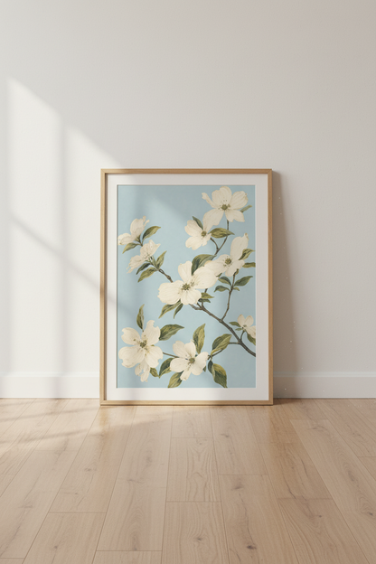 Botanical Poster | Floral blue backdrop, Living Room Decor