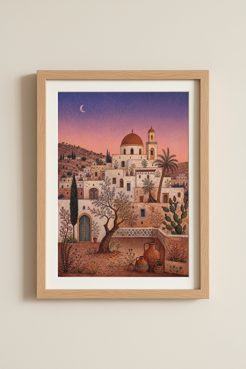 Mediterranean poster | dusk pinks, terracotta hues, living room decor | boho vibe