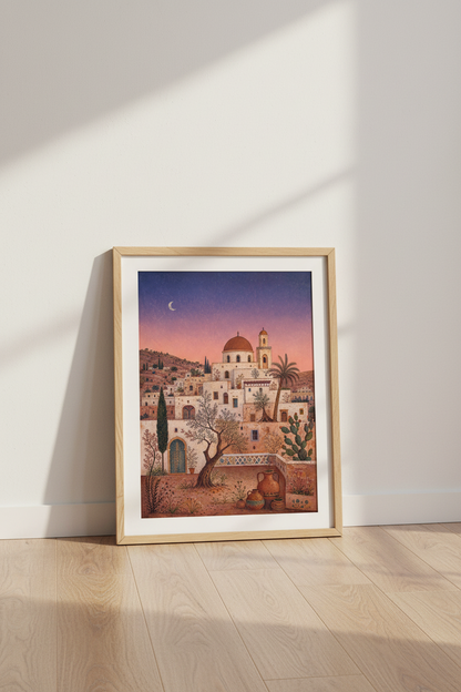 Mediterranean poster | dusk pinks, terracotta hues, living room decor | boho vibe