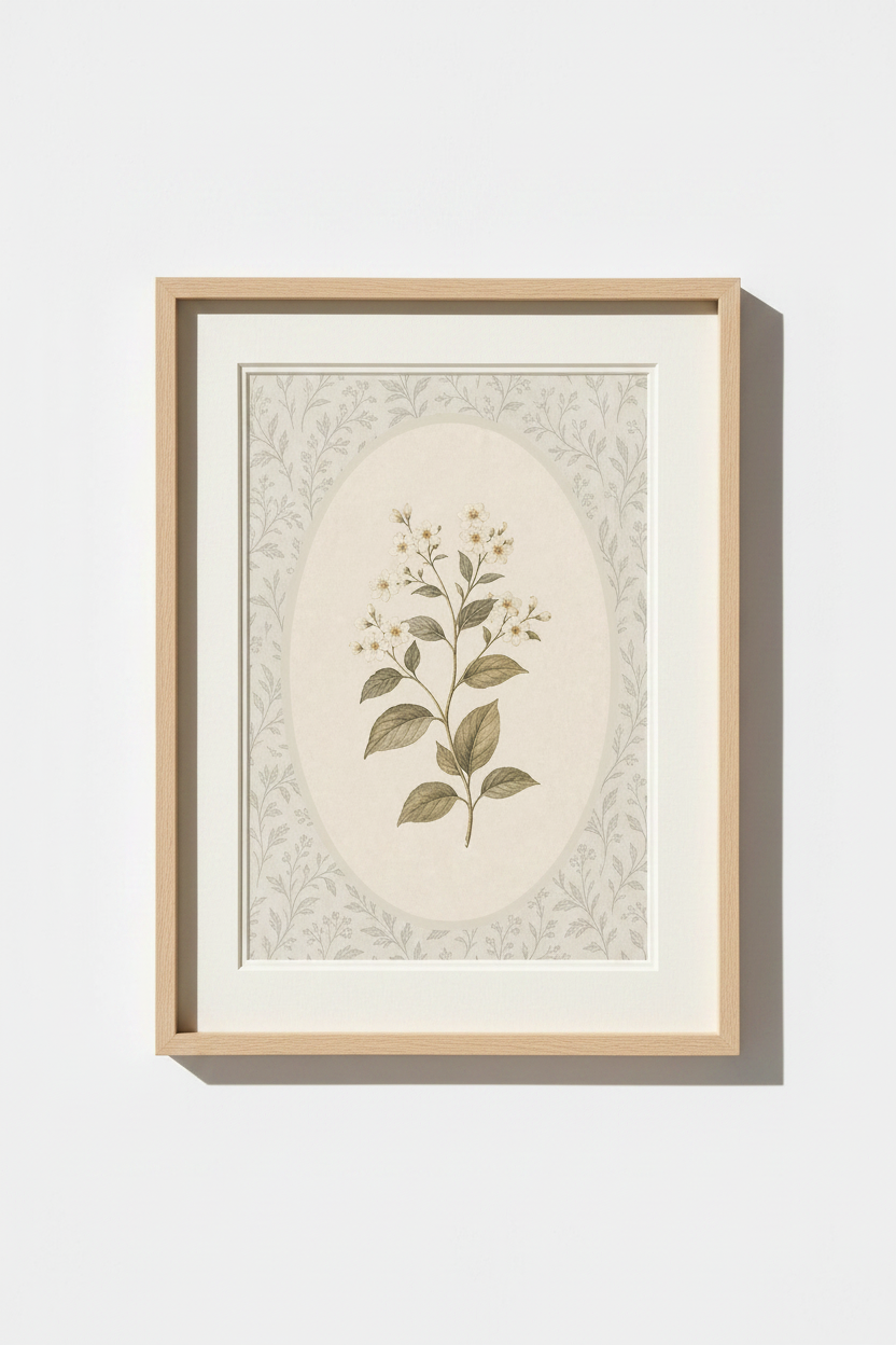 Botanical Wall Art Print | Living Room Decor | Neutral Vintage Poster