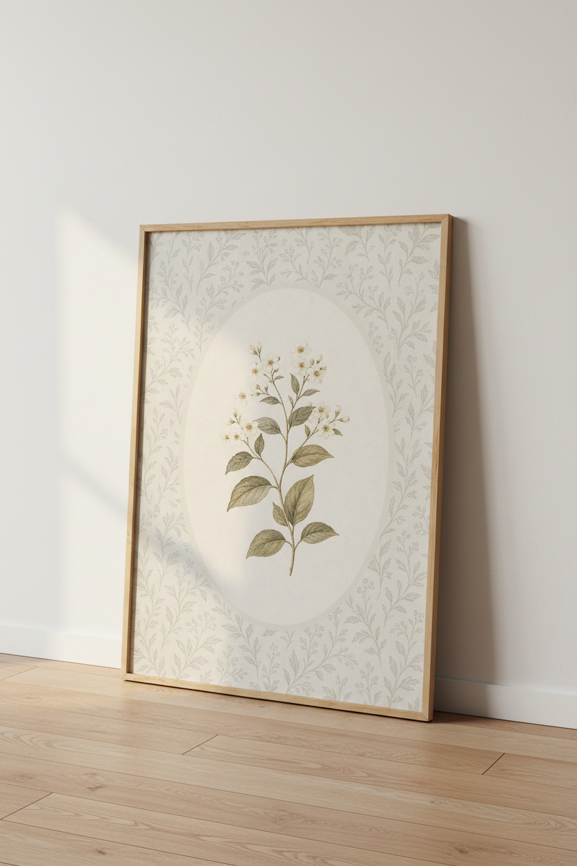 Botanical Wall Art Print | Living Room Decor | Neutral Vintage Poster
