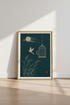 Japanese Bird Caged Moon Wall Art Print | Bedroom Decor | Zen Ukiyo-e Poster