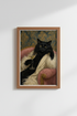 Maximalist Cat Art Print | Black Cat Martini Poster, Dark Academia Decor