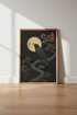 Japanese Crow Moonlight Wall Art Print | Dark Academia Decor | Raven Poster