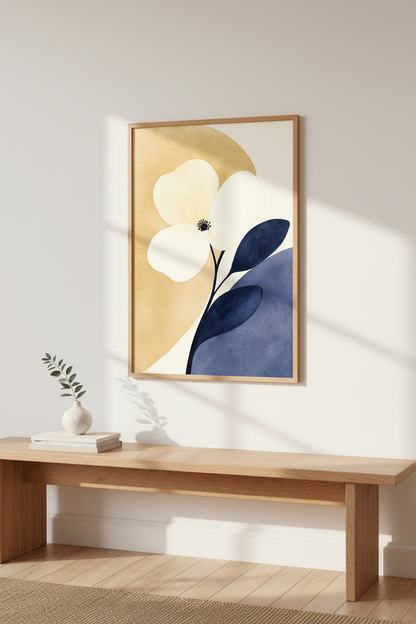 Minimalist Floral Wall Art Print | Living Room Decor | Abstract Poster