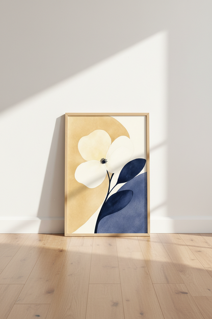 Minimalist Floral Wall Art Print | Living Room Decor | Abstract Poster