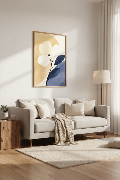Minimalist Floral Wall Art Print | Living Room Decor | Abstract Poster