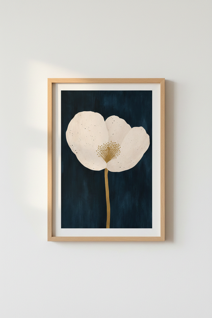 boho floral wall art | Navy &amp; Gold tones, Living Room Decor
