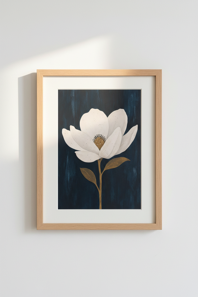 Minimalist Magnolia Wall Art Print | Living Room Decor | Elegant Poster