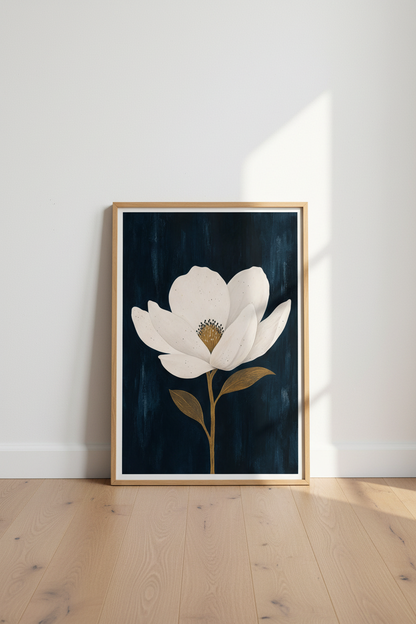 Minimalist Magnolia Wall Art Print | Living Room Decor | Elegant Poster