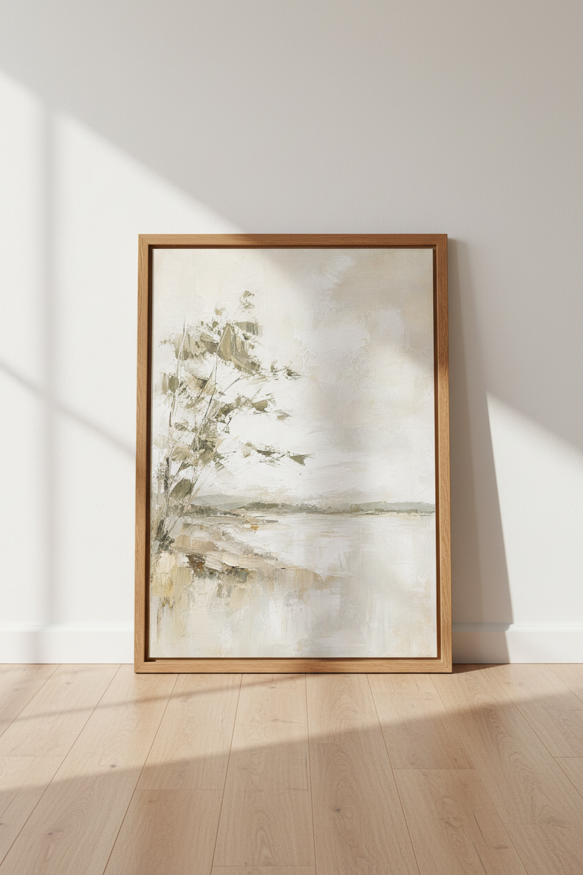 Abstract Landscape Wall Art | Neutral Lake Poster, Modern Farmhouse Decor