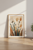 Abstract Floral Wall Art | Earthy Terracotta & Gold Flowers, Boho Living Room Decor