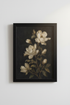 Dark Magnolia Flower Painting | Moody Floral Wall Art, Dark Academia Decor