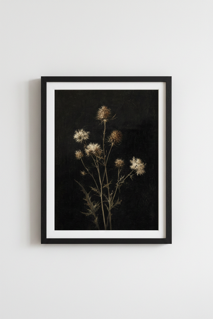 Moody Thistle Botanical Wall Art | Dark Academia Floral | Vintage Gothic Poster